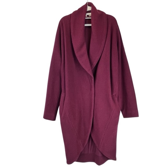 MOTH ANTHROPOLOGIE Boiled Wool Unstructured Coat Pockets Burgundy SZ MED EUC - Picture 4 of 12